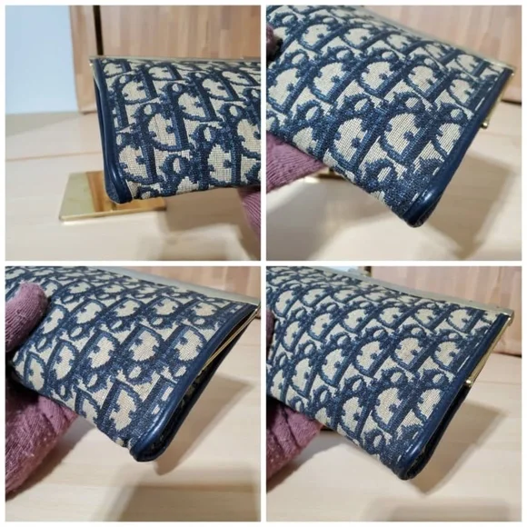 Authentic CHRISTIAN DIOR Vintage Blue Logo Tapestry Canvas Clutch Purse - Picture 8 of 10